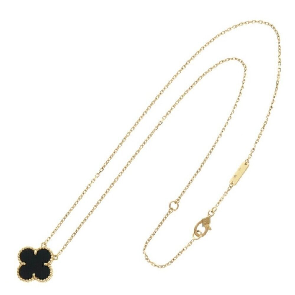 Womens Pendant Necklace Gold Plated & Black Irish Shamrock, Festival, Boho, VINT